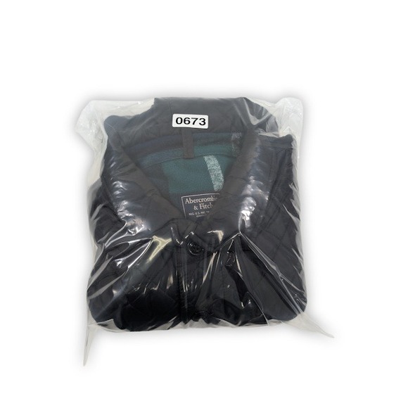 Abercrombie Fitch Diamond Quilted Barn Jacket Men XL  Black Flannel Fleece Lined - Picture 10 of 10